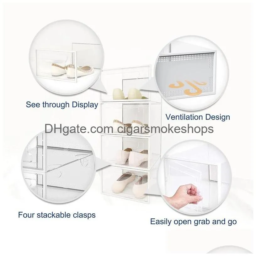 plastic sneaker stackable storage transparent boxes drop front acrylic wholesale drawer type clear shoes box