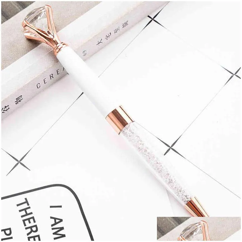 15 color big diamond ballpoint pen crystal gem pens metal ballpen advertising gift custom logo fashion school office stationery jy0602