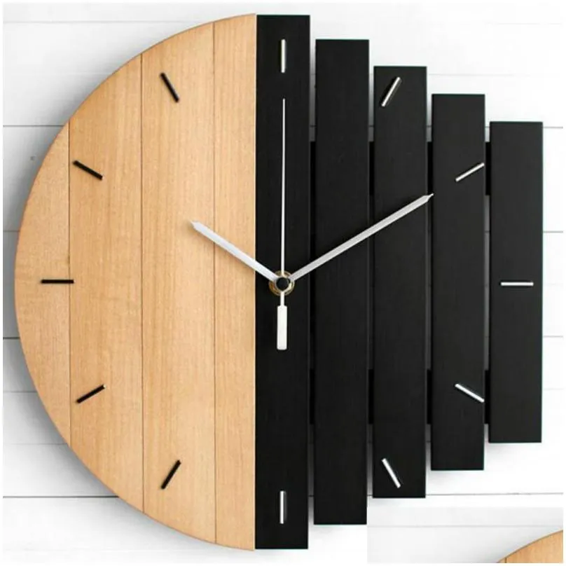 european abstract industrial style creative big wall clock living room bedroom wall personality wooden quartz watch lb91203