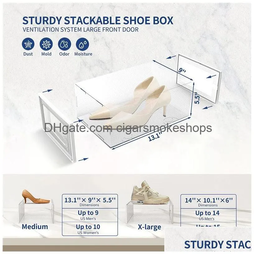 plastic sneaker stackable storage transparent boxes drop front acrylic wholesale drawer type clear shoes box