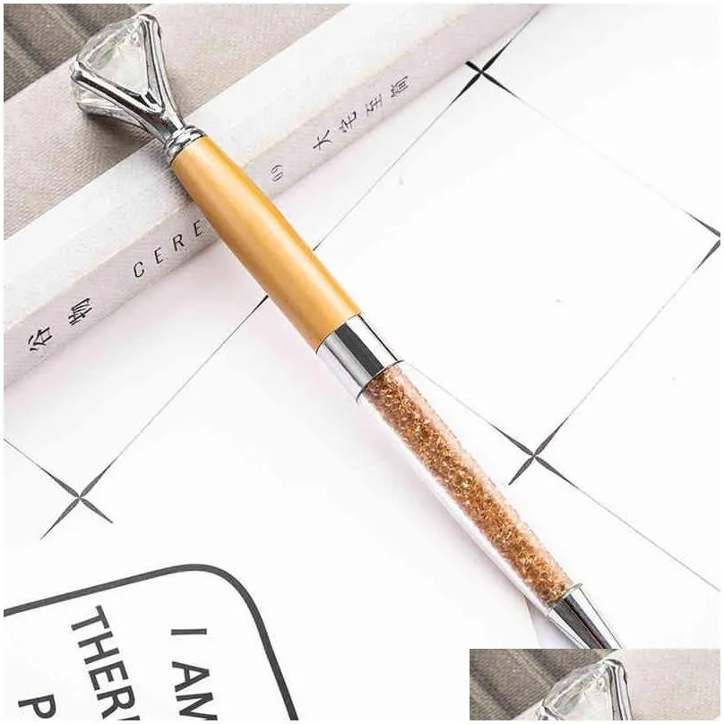 15 color big diamond ballpoint pen crystal gem pens metal ballpen advertising gift custom logo fashion school office stationery jy0602