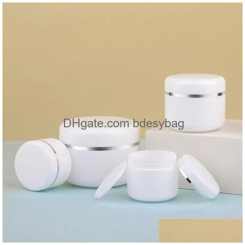 20g 30g 50g 100g 150g 200g 250g empty refillable travel cosmetic bottles plastic white sample packing makeup storage container jar