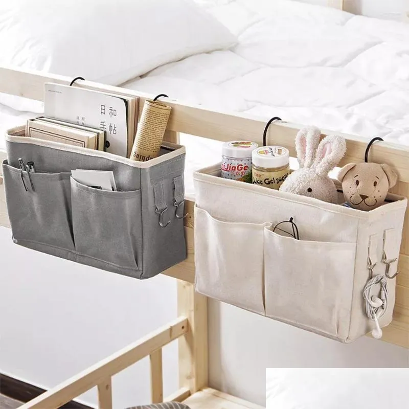 storage boxes bedside hanging organizer pocket bag wardrobe canvas bedroom bathroom magazine tote organizador pouch