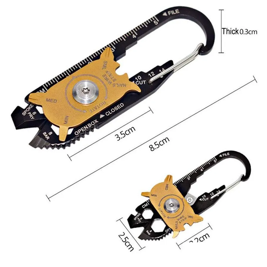 multifunction key rings combination tools outdoor portable screwdrivers bottle openers ruler keychain 20 in 1 dh0665