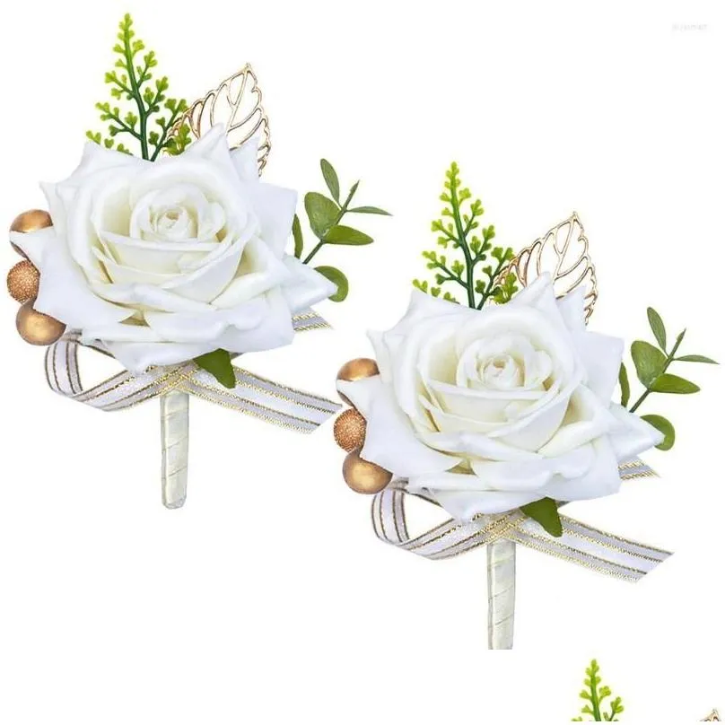 decorative flowers 1piece handmade wedding groom boutonniere or bride bridesmaid women hand wrist flower artificial corsages rose
