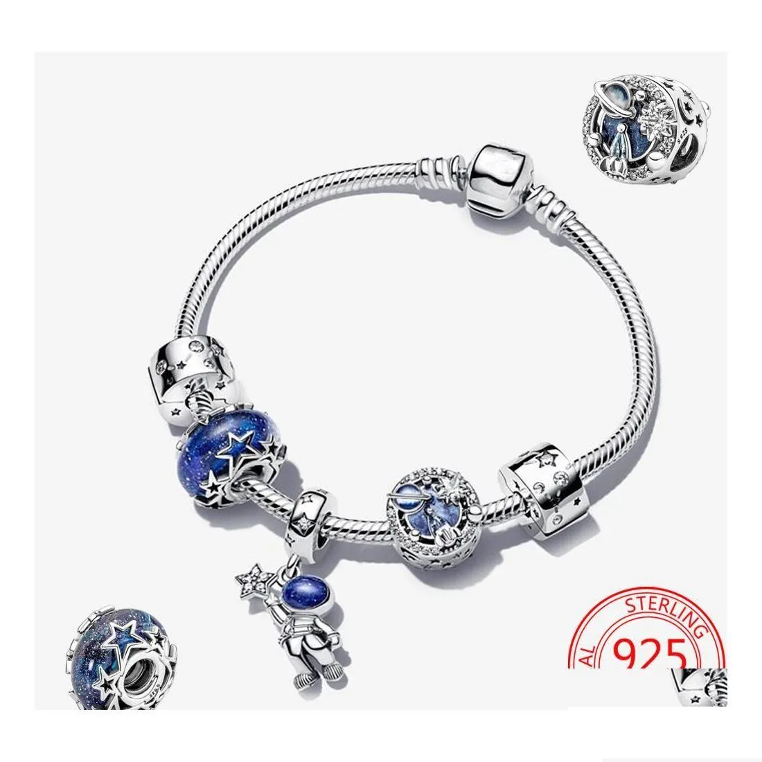 charm bracelets 925 pandoras sterling sier theme ensesest bracelet set astronaut pendant galaxy visit womens jewelry romantic birthd