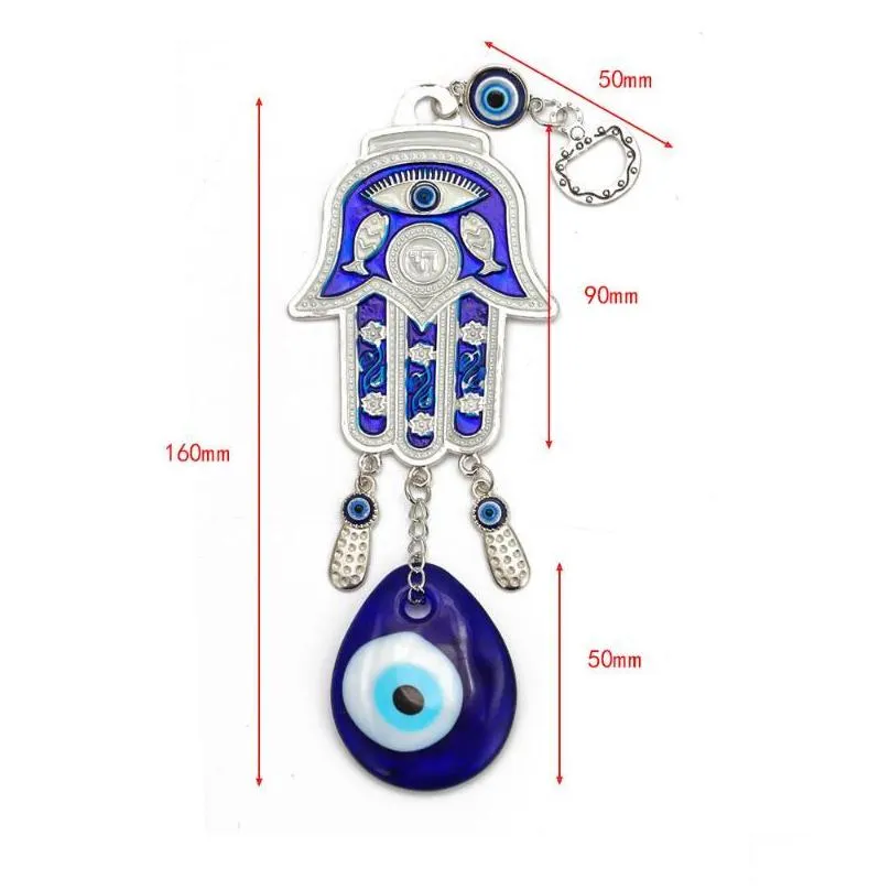 lucky eye hamsa glass evil eye charm keychain silver color car keyring key chain wall hanging jewelry for women men ey6531
