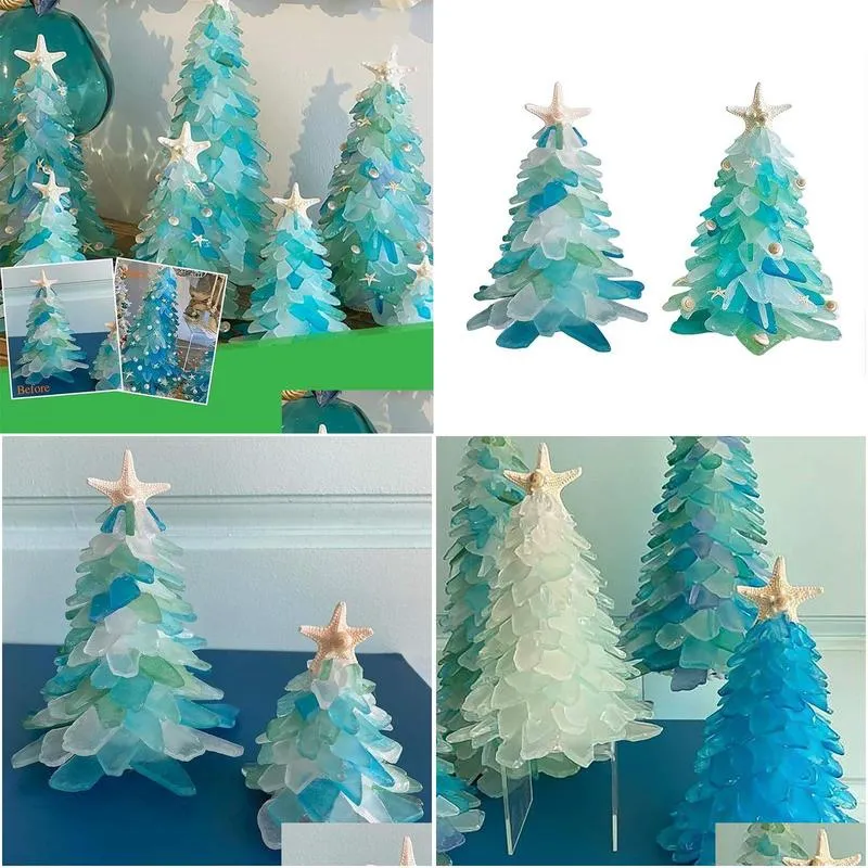 christmas decorations sea glass tree creative unique marine creature ocean resin diy ornament home windows tables fireplaces