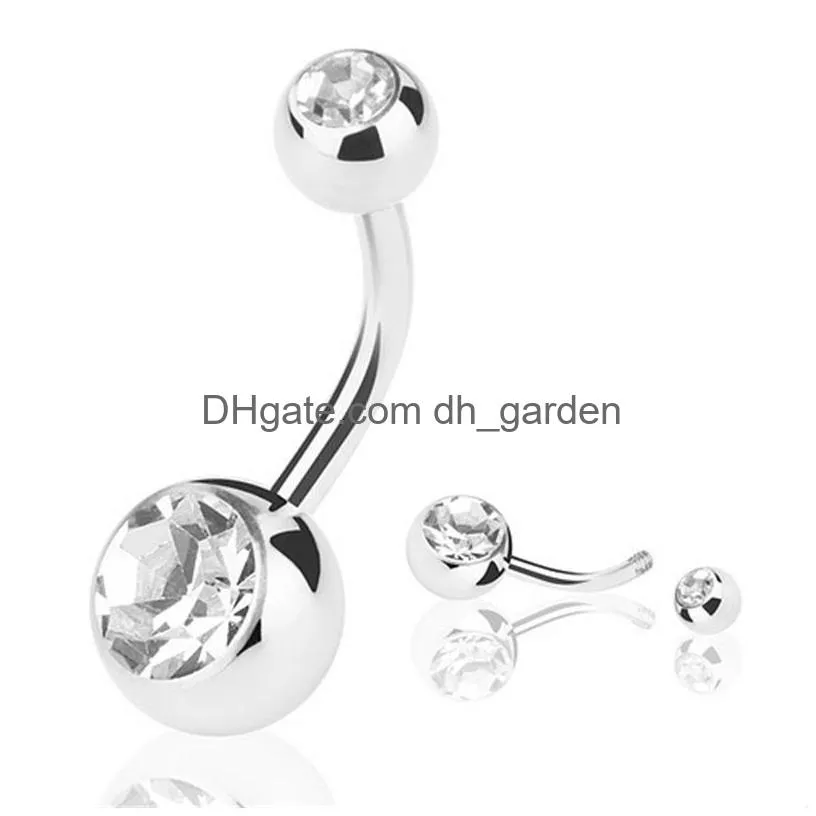 new stainless steel belly button rings navel rings crystal rhinestone body piercing bars jewlery for womens bikini fashion jewelry 285