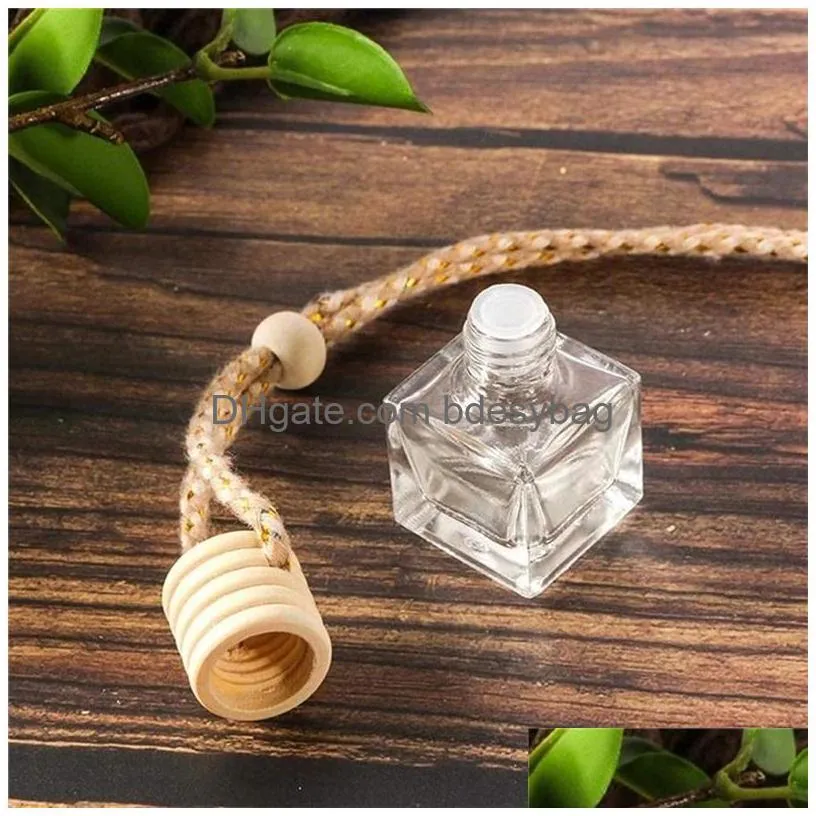 car perfume bottle pendant refillable perfume ornament air freshener for essential oils diffuser fragrance empty glass bottles