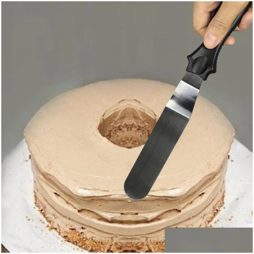 portable stainless steel cake spatula baking tools butter cream icing frosting knife offset spatula smoother kitchen pastry cakes decoration