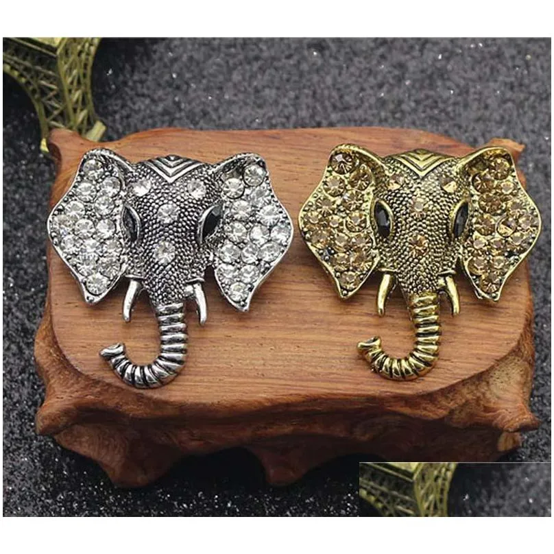 vintage jewelry big elephant gold plated brooch for women crystal rhinestone animal badge suit scarf pin alloy brooches