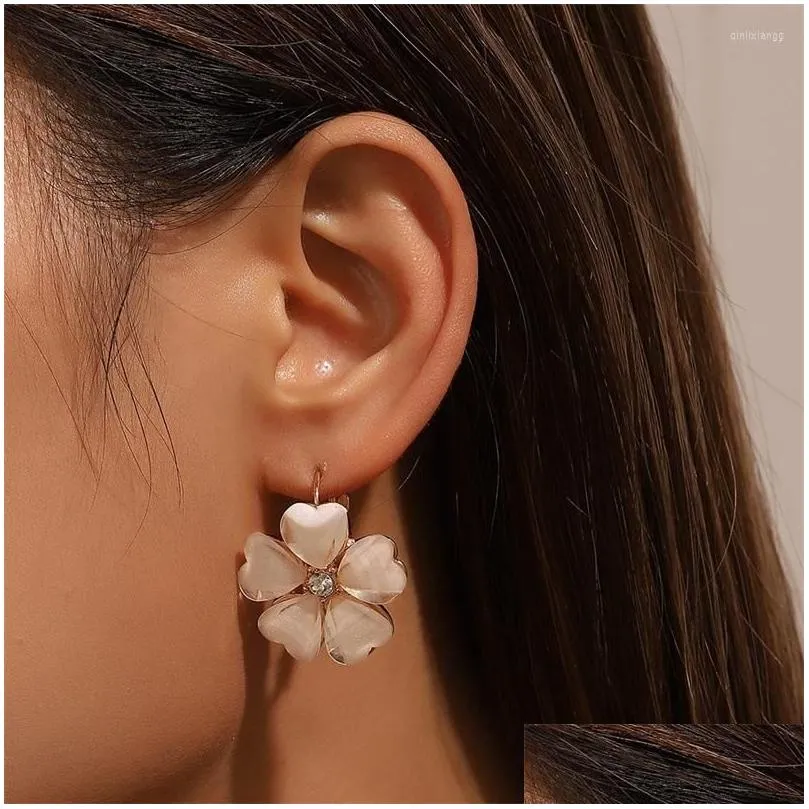 backs earrings 2022 fashion small flower korean sweet gentle lady crystal studded five petal for women