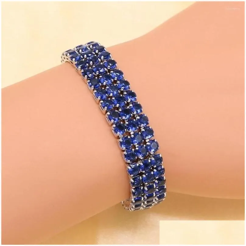 link bracelets fashion silver color bracelet for women superior black cubic zirconia adjustable chain length 18 2cm