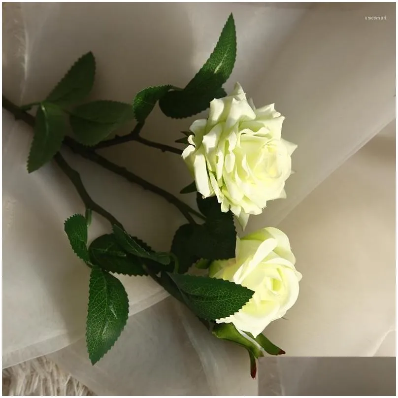 decorative flowers 1pc artificial silk roses long branch bouquet beautiful wedding home table decor arrange fake flower