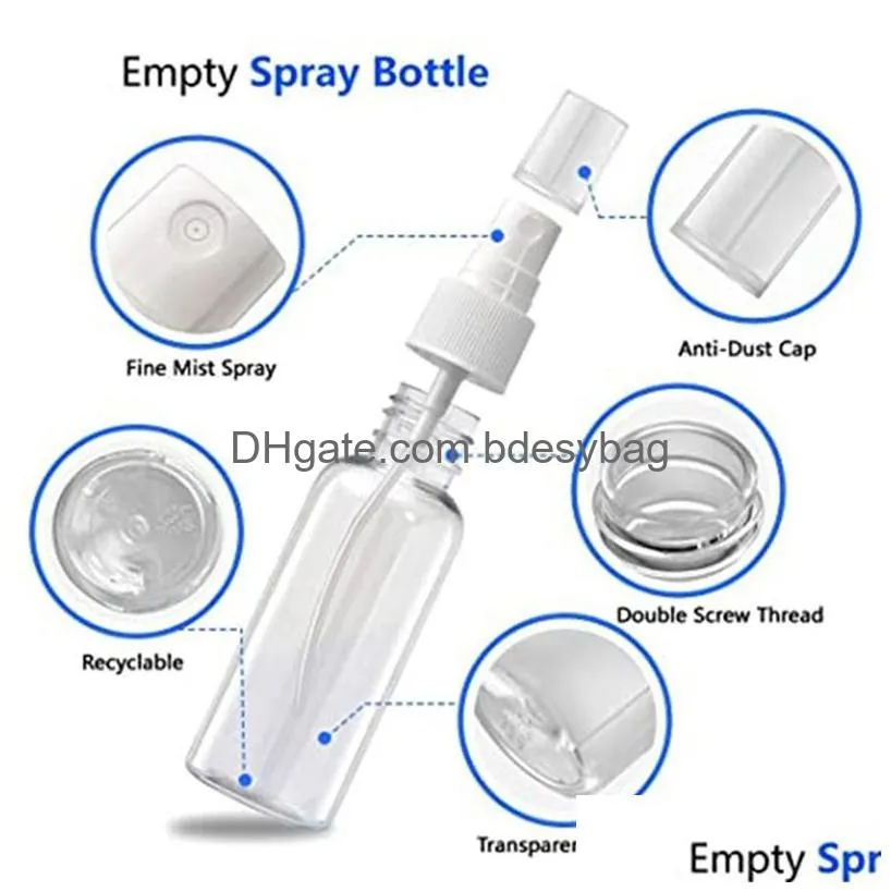 30ml 1oz clear plastic fine mist spray bottle transparent travel bottles portable refillable sprayer container for essential oils