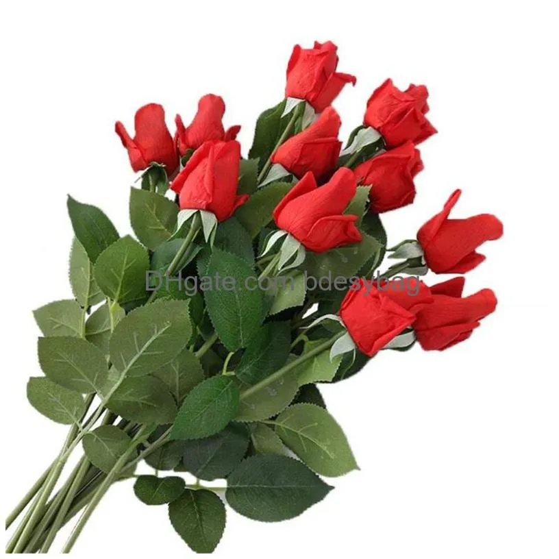 decorative artificial flowers fake silk long stem rose for wedding party home office outdoor decoration