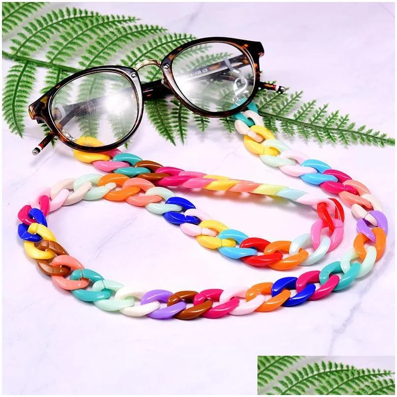 sunglasses frames rainbow bigger acrylic chain on the neck women mask holder glasses starp lanyard fashion reading eyewear