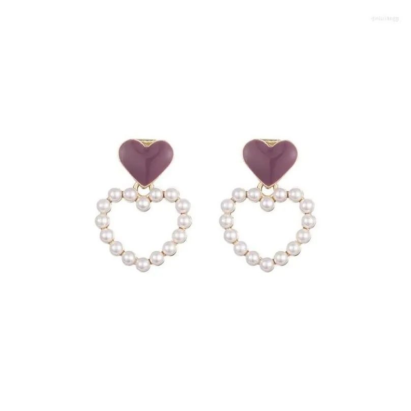 backs earrings pearl heart enamel clip no hole ear clips purple love on earring without piercing minimalist ce200740