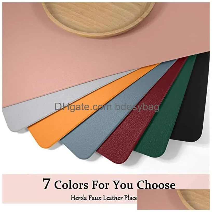 faux pu leather placemats waterproof heat resistant durable table mats stain resistant placemats for kitchen table