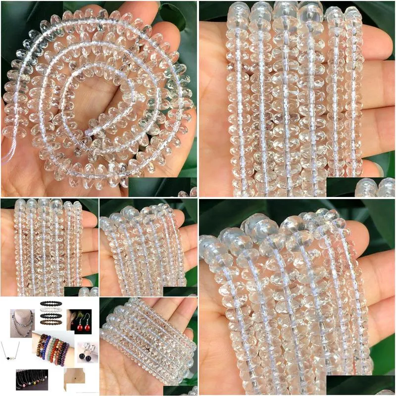other 10mm faceted rondelle clear quartz crystal glass beads round loose spacer for jewelry diy bracelet earrings 15inchesother ot