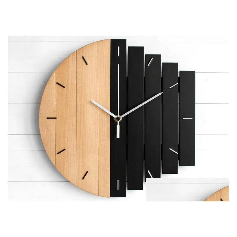 european abstract industrial style creative big wall clock living room bedroom wall personality wooden quartz watch lb91203