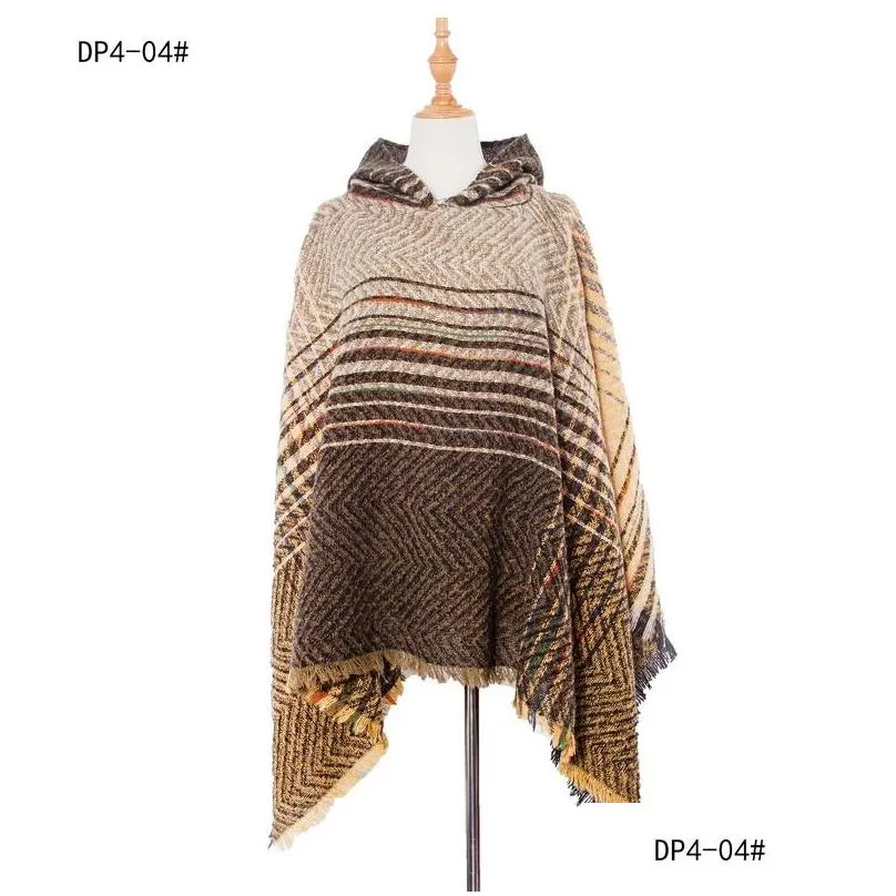 scarves 2021 fashion design poncho women winter ombre cape femme scarfs for ladies knitted cashmere capes