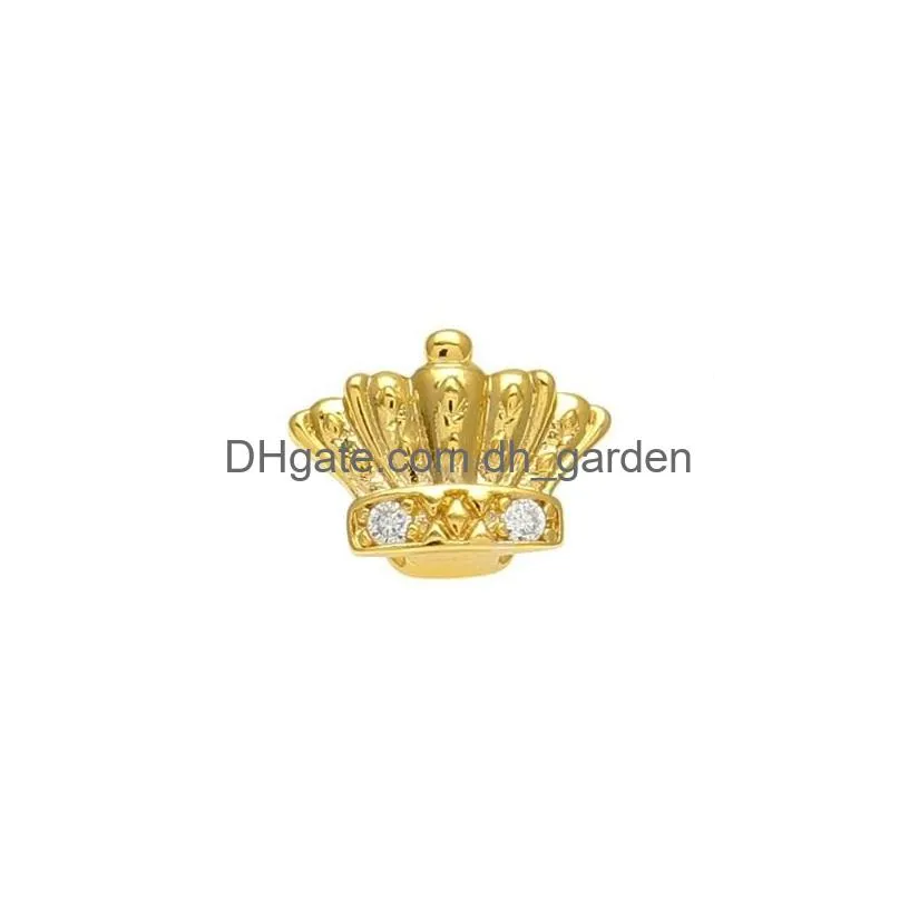 new silver gold plated crown crystal hip hop single tooth grillz cap top bottom grill for halloween party jewelry 45 q2
