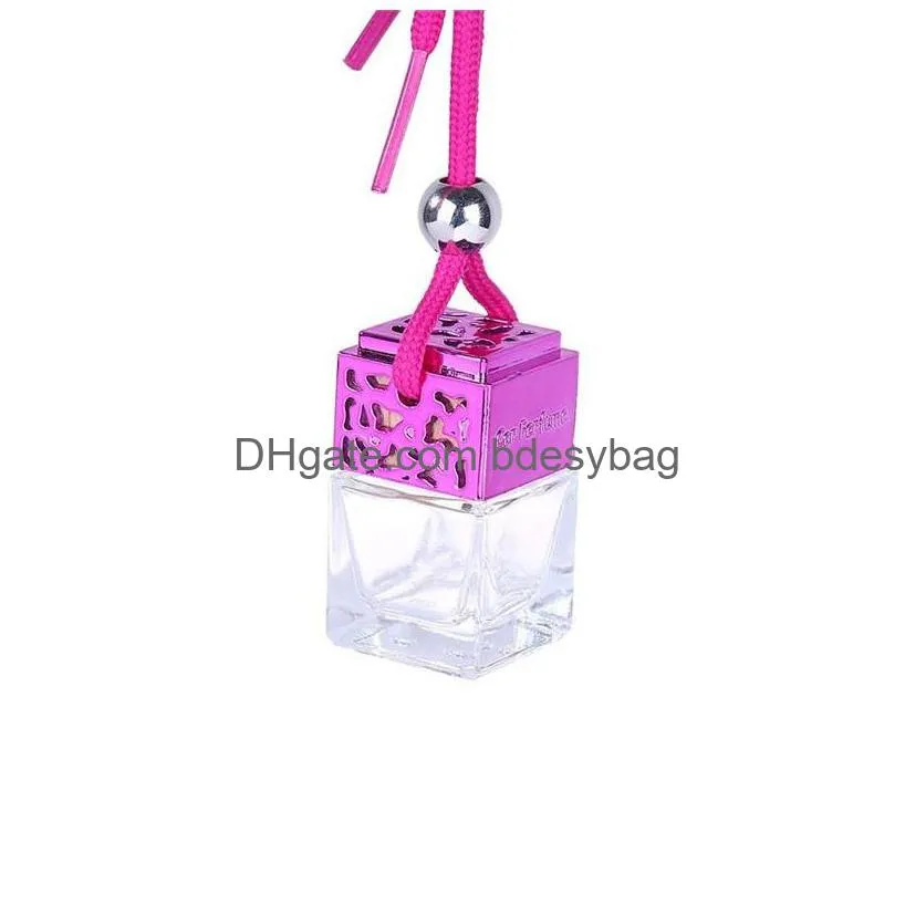 empty refillable car perfume bottle hanging air freshener  oil bottles glass jar ornament packaging 4 colors