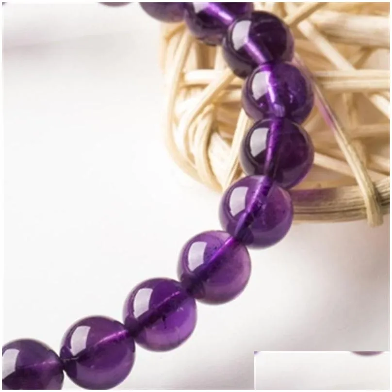 8mm round beaded strand shape glass purple amethyst crystal gemstone beads bracelet for man woman bracelets stretch 1135 q2