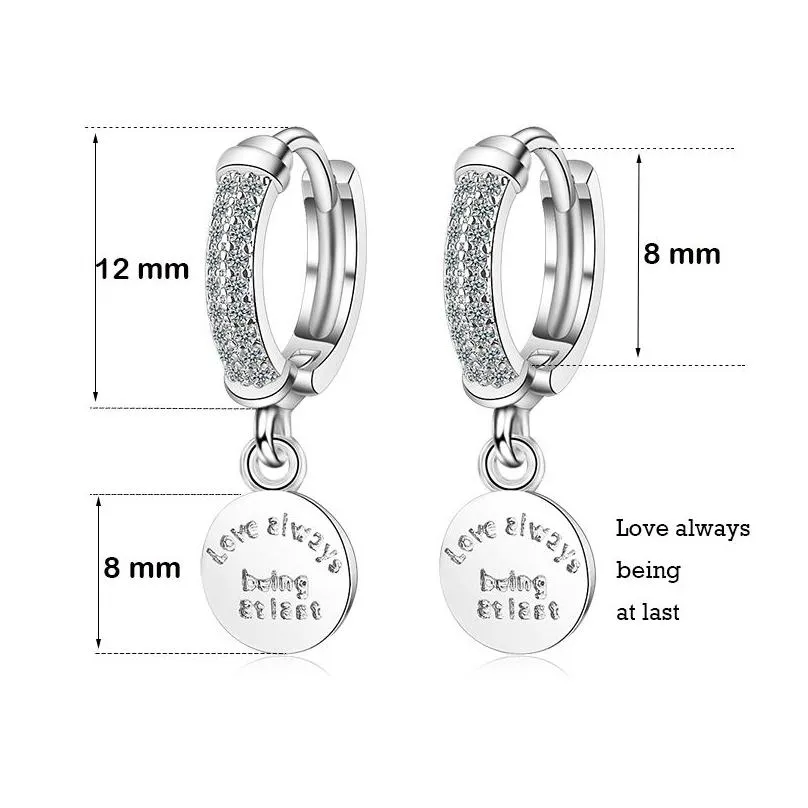 hoop earrings womens fashion luxury shiny crystal with round pendants classic earring hoops huggies love always jewelry