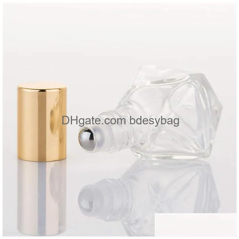 8ml clear glass roll on bottle portable polygonal bottles empty refillable polygonal makeup storage container pots jars for essential