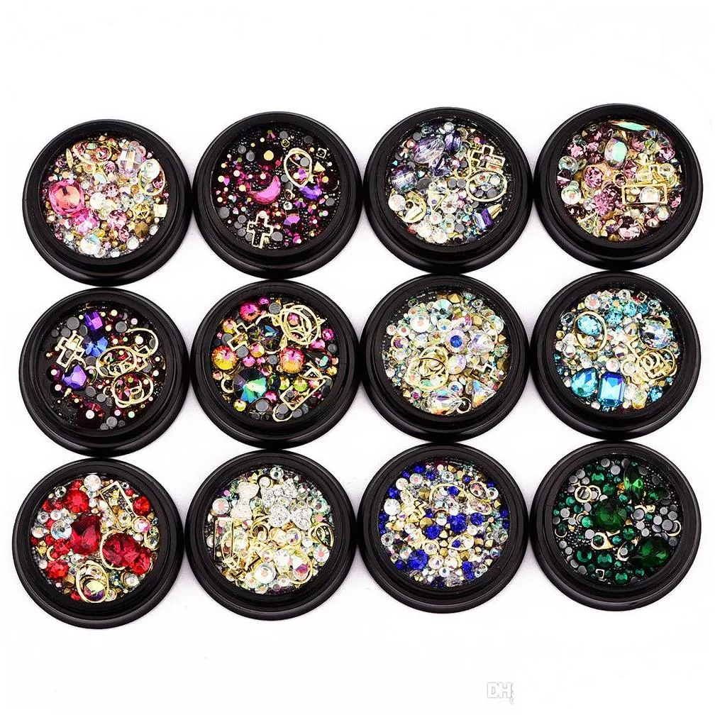 nail art decoration charm gem beads rhinestone hollow shell flake flatback rivet mixed shiny glitter 3d diy accessories