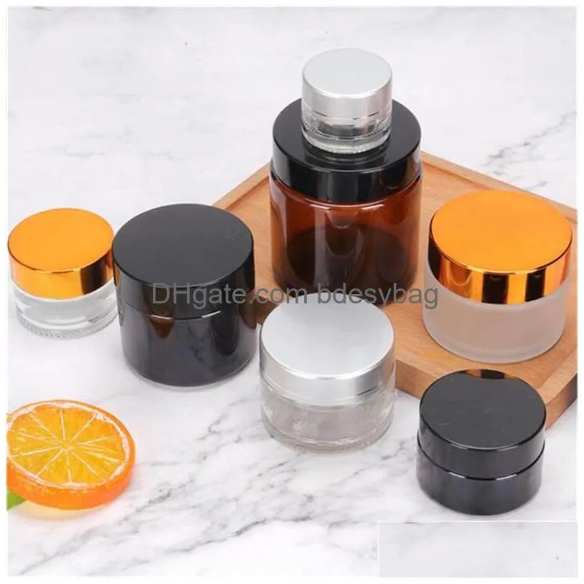 5g 10g cosmetic empty bottle frosted clear brown glass jars eyeshadow makeup face cream container packaging