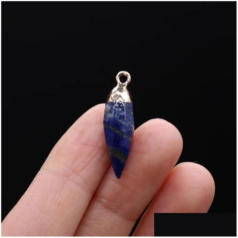 pendant necklaces natural stone quartz crystal charms faceted cone tiger eye for women jewelry making diy necklace earrings