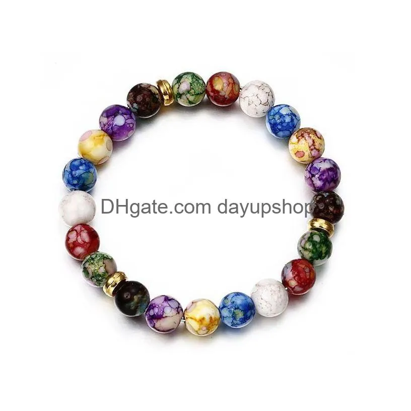 natural resin chakra strands bracelet fashion colorful ornaments energy new jewelry women man beaded bracelets yoga christmas 1 6zx