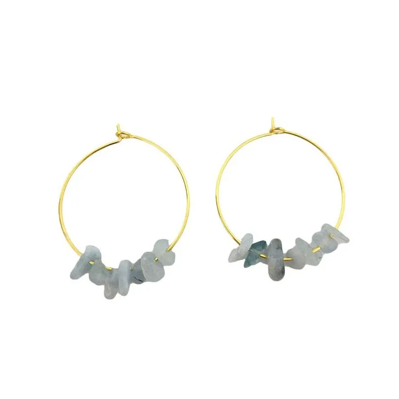 hoop earrings tumbled stone irregular chips drop for women healing crystal dangle with leverback hook