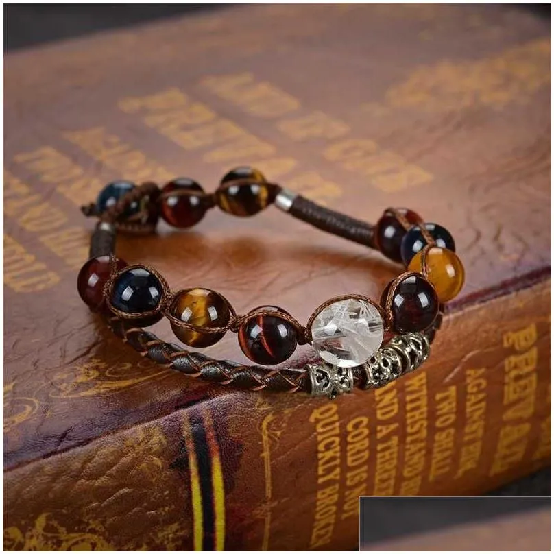 charm bracelets natural stone bracelet for women leather agat amethysts hematite turquoises bangle braided multilayer jewelry b448