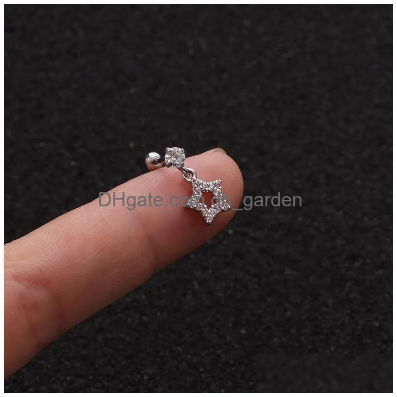 stainless steel ear bone nail jewelry pendant diamond zircon inlay screw earring puncture 5 5hs y2