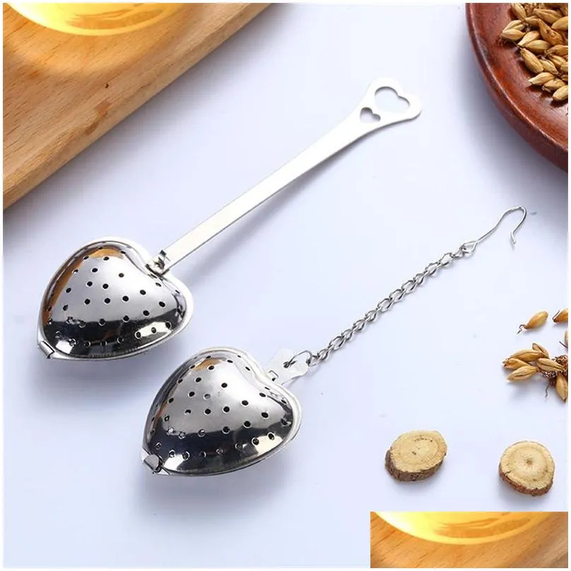heart shaped tea infuser mesh ball stainless steel loose tea herbal spice locking filter strainer diffuser