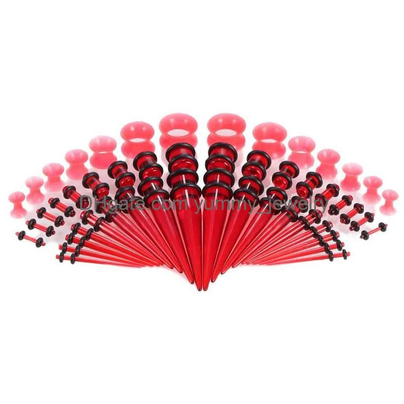 50pcs/lot acrylic ear gauge taper and plug stretching kits mixed color ear flesh tunnel expansion body piercing jewelry 14g00g 963 q2