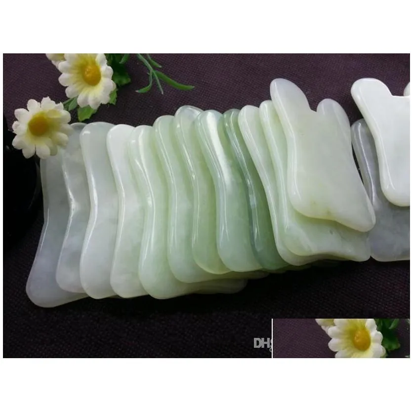 modern natural jade stone guasha gua sha board square shape massage hand massager relaxation health care beauty tool