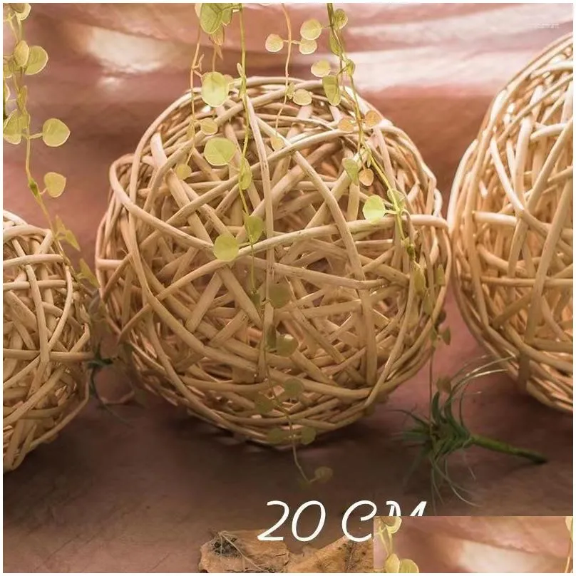 decorative flowers 1 piece 10/15/20/25 cm wicker hollow rattan ball diy birthday party wedding arrangement home decor accessories