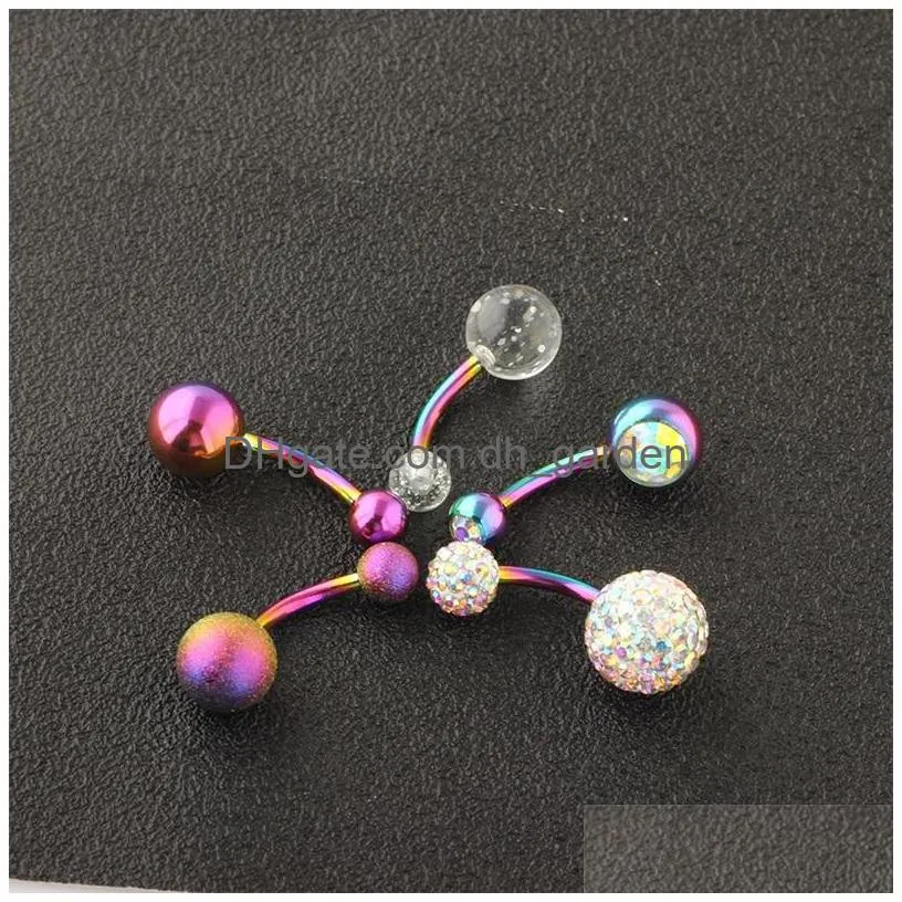 stainless belly button rings piercings ombligo navel piercing sexy navel earring rainbow body jewelry pircing 673 t2