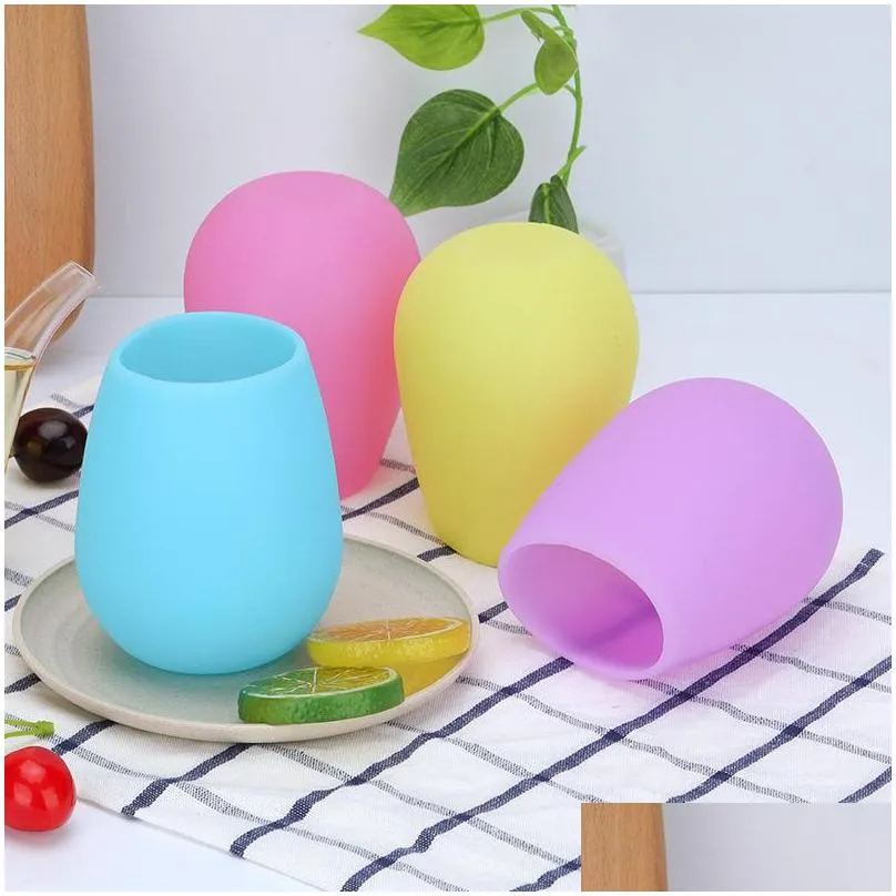 durable portable silicone wine goblet cocktail water cup glasses unbreakable anti slip outdoor shatterproof beer champagne whiskey travel party barware