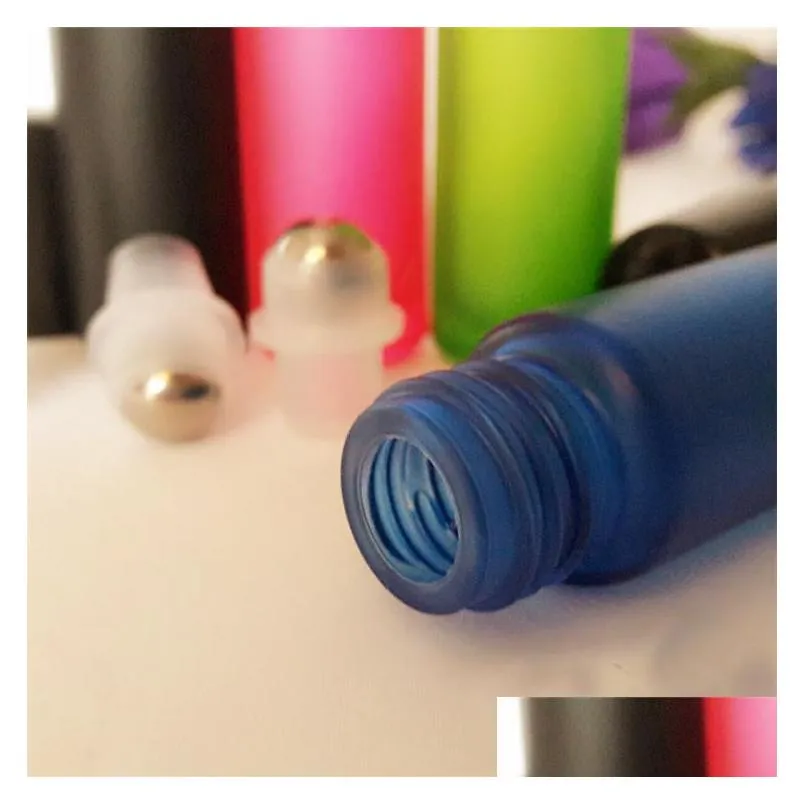 5ml  oils roller bottles multiplecolour frosted glass bottle with stainless steel roller balls for travel