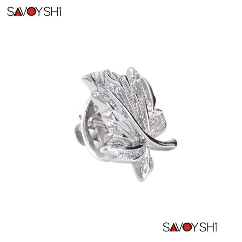 pins brooches savoyshi silver color brooch pins suit sweater collar lapel metal pin leaves accessories