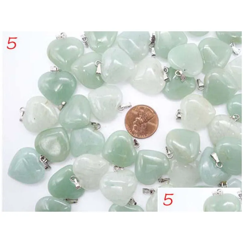 natural heart shape love gemstone stone mixed pendants loose beads for bracelets and necklace charms diy jewelry