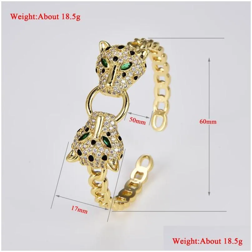 bangle gold plated metal bracelet charm for open bangles micro paved zircon snake panther animal luxury design party confidencebangle