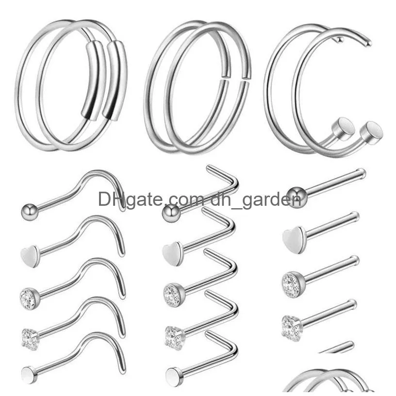 diamond nose ring anti allergy nasal ring nose stud screws rose ball piercing rings women piercing jewelry hoop jewelry drop ship 206